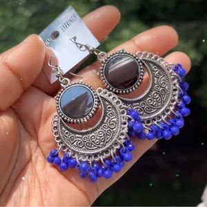 Oxidised earring blue color